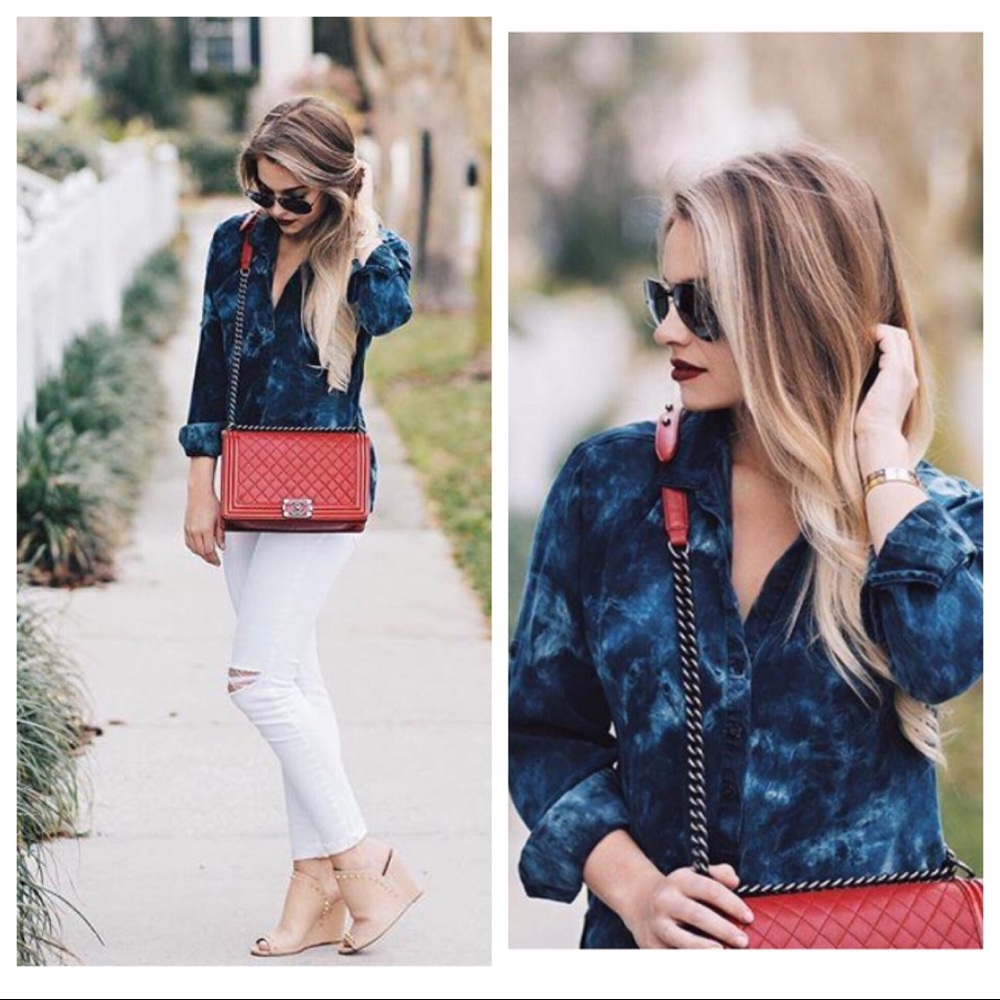 Bella Dahl Blue Tie-Dye Blouse